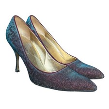 DOLCE & GABBANA Iridescent Fabric Multicolor Pointed Toe Pumps, Size 39