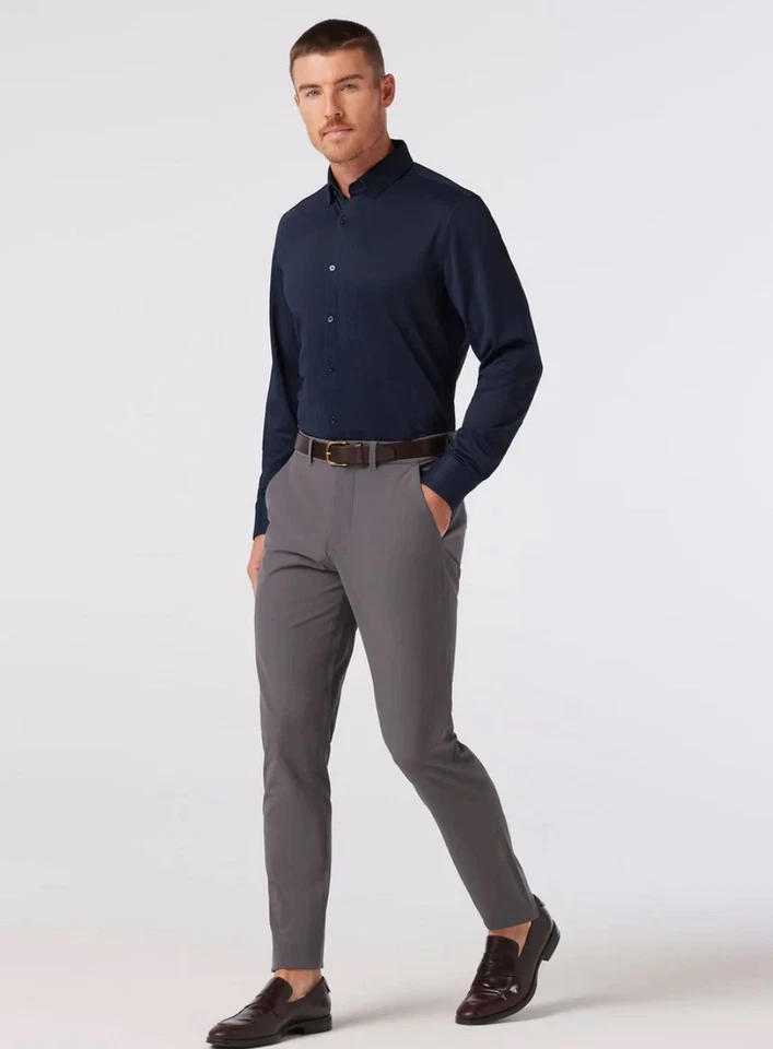 Mizzen+Main Halyard M Trim Fit Navy  Performance Dress Shirt - Image 2 of 4