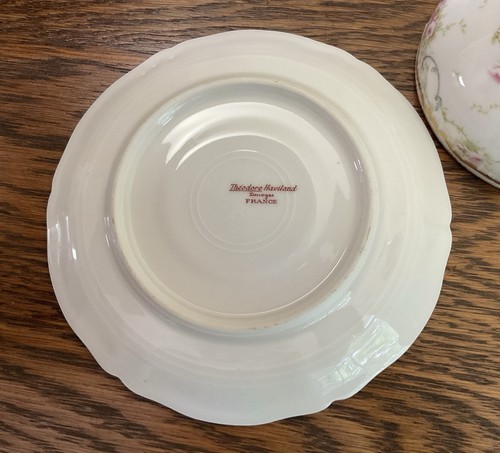 Antique c1903 T Haviland Limoges Teacup & Saucer Double Gold Trim Schleiger 340 - Picture 13 of 17