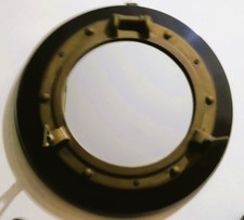 VINTAGE SPECCHIO ROTONDO OBLÒ NAVALE IN LEGNO E OTTONE