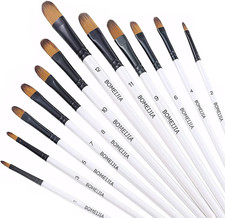 Filbert Paint Brushes Set, 12 PCS Artist Brush for Acrylic Oil Watercolor Gou...