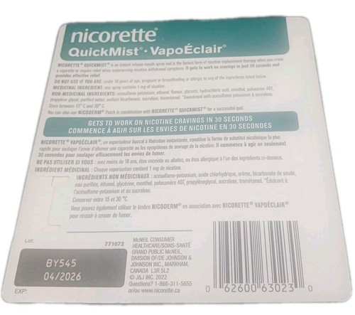 2×150 SPRAYS/1×300 SPRAYS NICORETTE QUICKMIST SPEARMINT 1MG,Exp-2026 FREE SHIPP - Bild 3 von 4