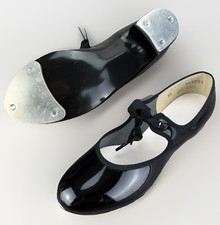 ART STONE 801 BLK Girls Patent Tap Shoes Size 3.5 M Tie Strap