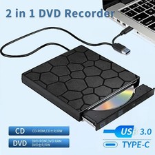 Lecteur Graveur CD DVD Externe USB 3.0 Type-C Portable PC Mac Windows Laptop 
