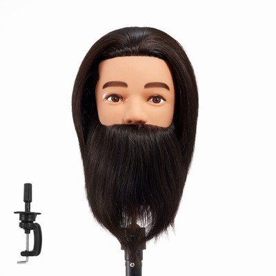 Hairginkgo 100 Human Hair Male Mannequin Head Beard Cosmetology Mannequin