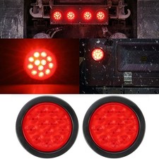 2X 4" Round LED Truck Trailer Stop Turn Tail Brake Lights Pickup Caravan 12V 24V