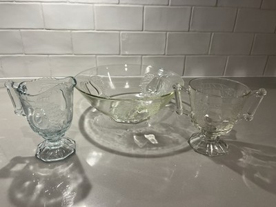 Jeannette Glass Company - Baltimore Pear Pattern - Serving Bowl - Creamer Sugar