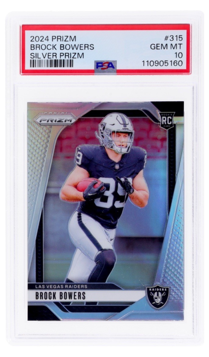 2024 Panini Prizm Brock Bowers 315 Silver Prizm PSA 10 Rookie