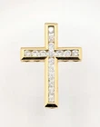 14K Solid Yellow Gold 2.3g Diamond Channel Set Cross Religion Jewelry Pendant