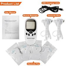 Electric Muscle Stimulator Dual Channel TENS Unit Pain Relief Massager 8 Pads