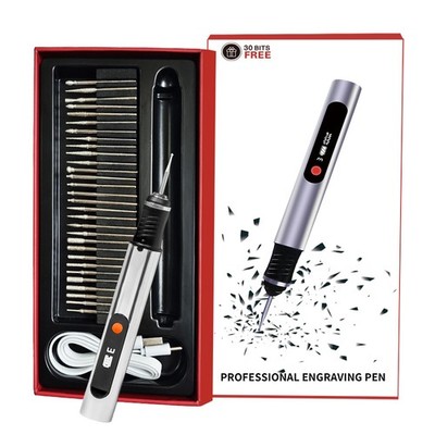 USB Rechargable Engraving Pen with 30 Bits Mini Electric DIY Engraver Cordless