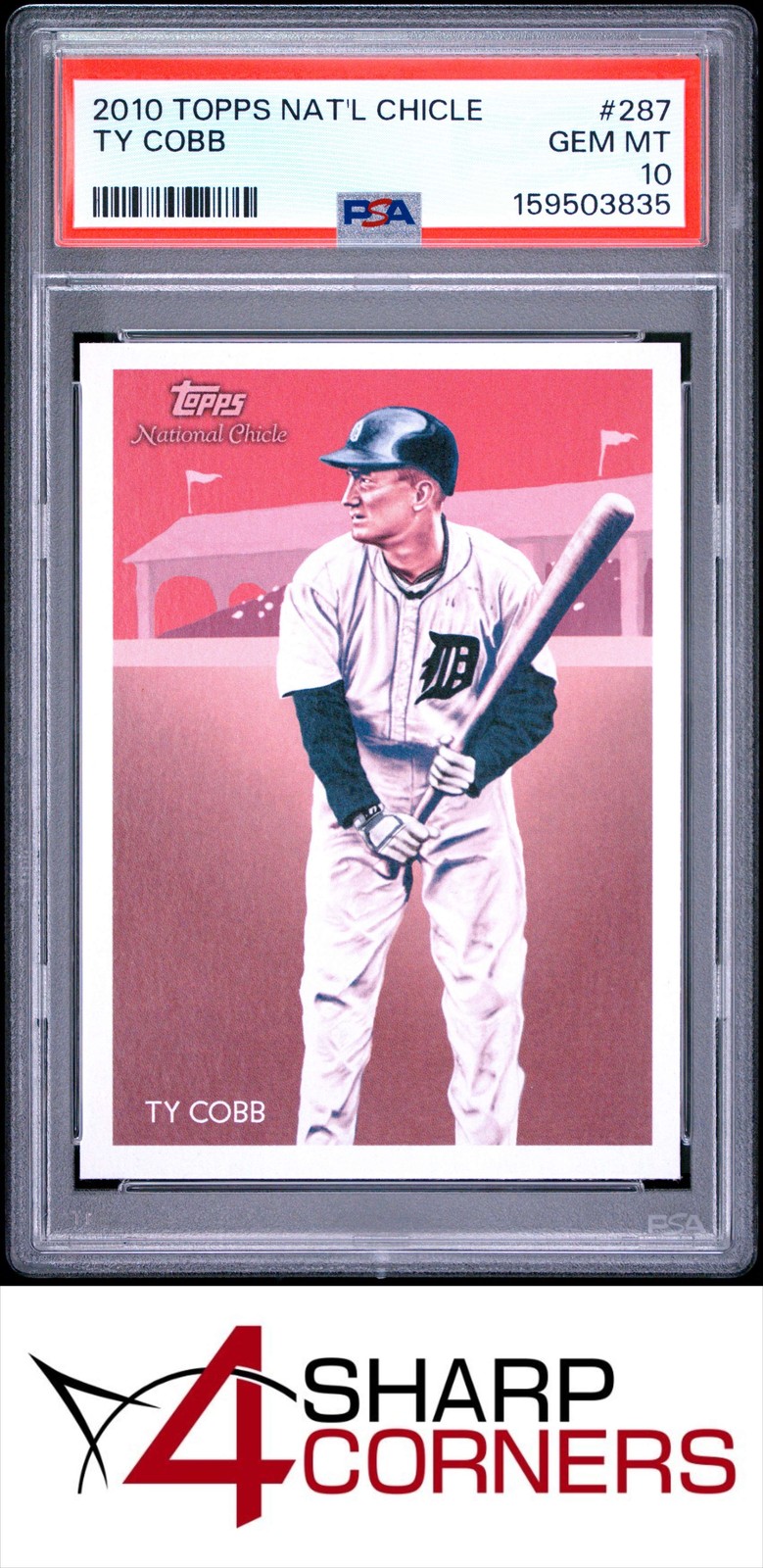 2010 TOPPS NATIONAL CHICLE #287 TY COBB TIGERS HOF POP 1 PSA 10