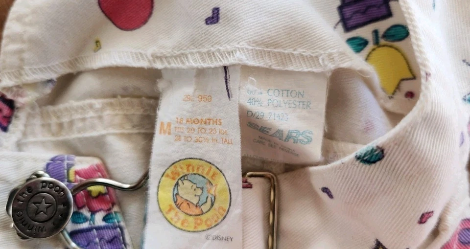 Adorable Mono Blanco Vintage, 18 Meses, Floral y Corazones, Winnie The Pooh Foto 4 de 4