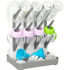 Baby Bottle Drying Rack with Cover Dustproof Nursery Bottle Dryer Storage Box