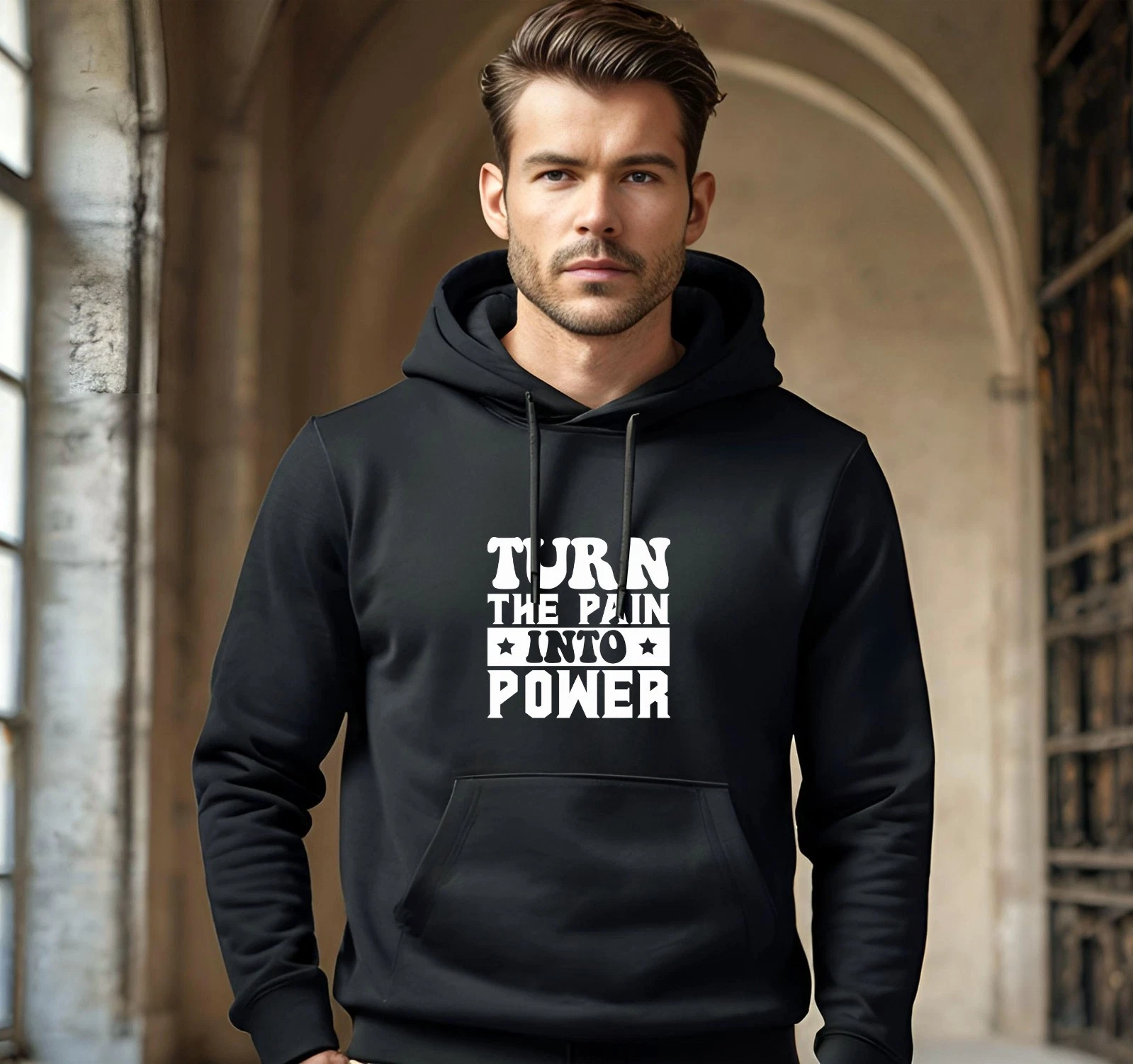 Turn Your Pain Black Hooded Warm Winter Wear Sweatshirt Custom Unisex Hoodie 10