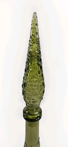 Italian Empoli Genie 23" Bottle Decanter Green Embossed Fruit Granny Core - Picture 3 of 9