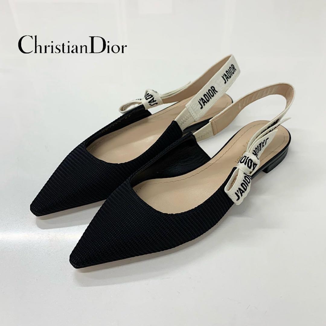 Christian Dior J'Adior Fabric Slingback Pumps US 5 / UK 3 Black Japan 0713704