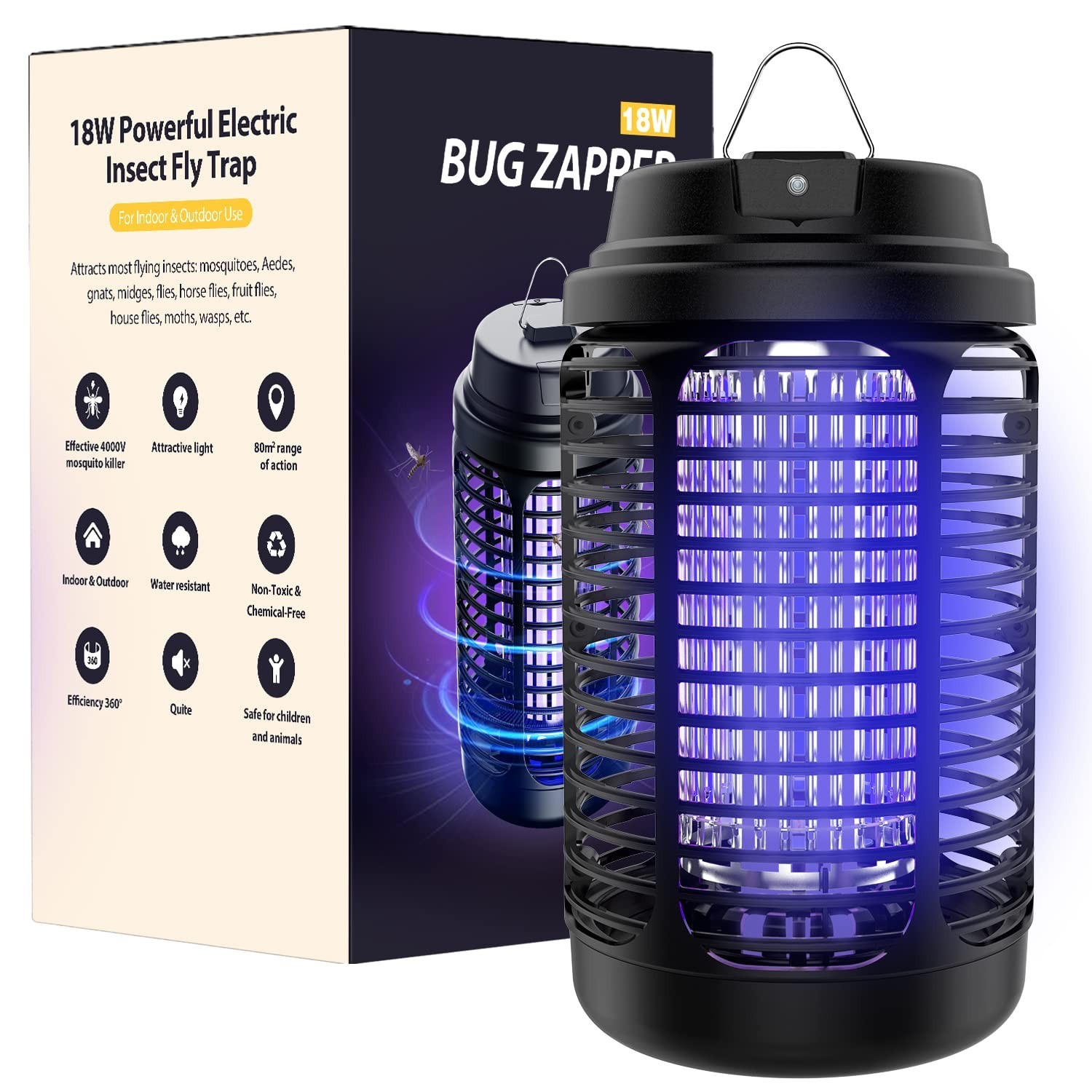 Bug Zapper Outdoor, Mosquito Zapper Indoor with Dusk to Dawn