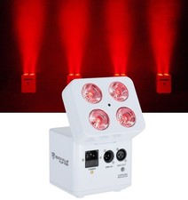 Rockville FLIP PAR WHITE Battery Par Can Wash Light w/ Wireless DMX Wifi App