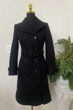 Tory Burch Women’s Black Double Breasted Wool Blend Trench Coat Size 0 EUC! $995