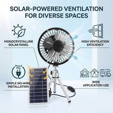 10W Solar Panel Exhaust Fan Lightweight Solar Ventilation Fan with Stand