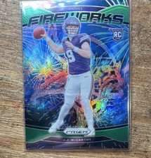 2024 Panini Prizm Fireworks J.J. McCarthy #18 Green Prizm Rookie Vikings