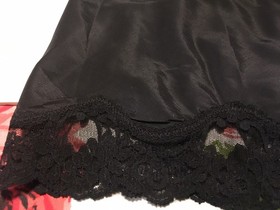 Lady Lynne Black Lace Embroidered Half Slip 25" USA Made NOS