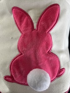 Embroidered Bunny Tail Easter Basket - Personalized - Canvas - Pink or Blue