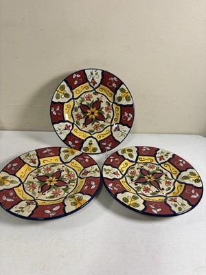 Pier 1 VALLARTA Salad Plates Hand Painted Earthenware 9'' EUC