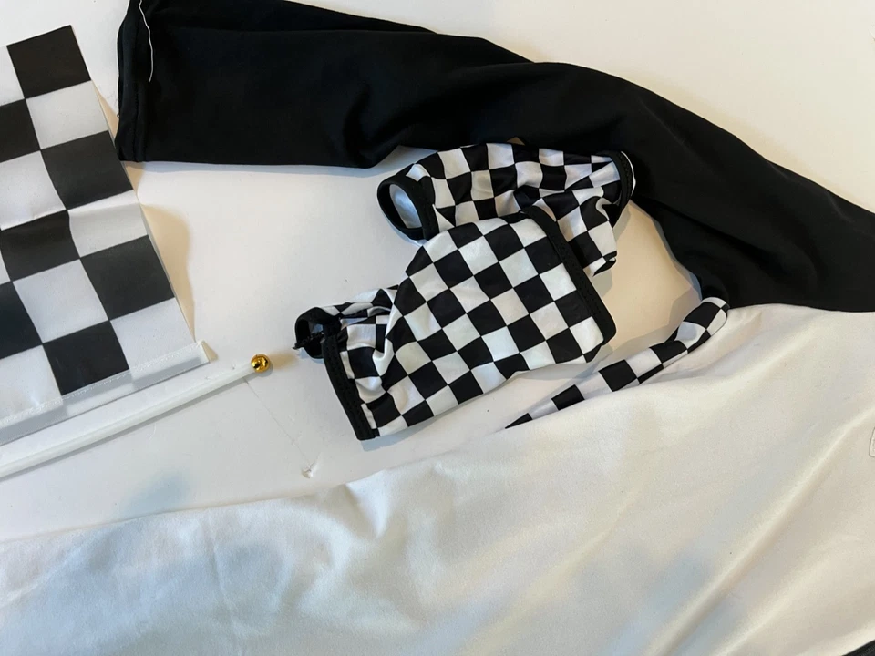 Sexy Forplay Start Your Engines Race Car Driver White Romper Costume Halloween - Image 4 of 4