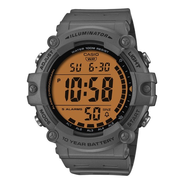 Herrenuhr Casio AE-1500WH-8AVEF Silikon Grun Orange Digital Chrono Timer Alarm-image