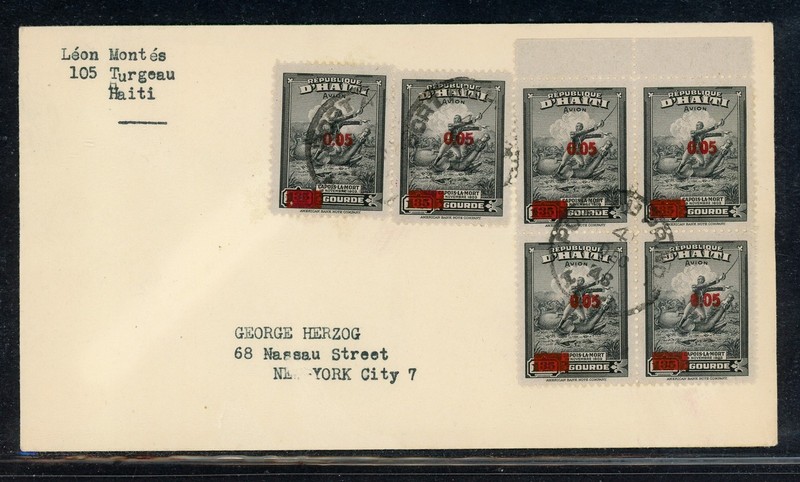 HAITI POSTAL HISTORY: LOT #6 1948 Scott #C43x6 to NYC $$$