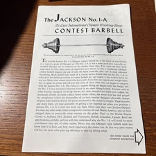 VTG The Jackson No 1-A De Luxe International Olympic Revolving Contest Barbell