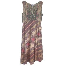 Sundance Dress Cotton Floral Mandala Empire Waist Ombre Maxi Sundress Size 10