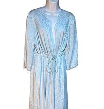 VTG JC Penney Collectibles Blue Silky Robe Sz Medium Made In The USA Full Length