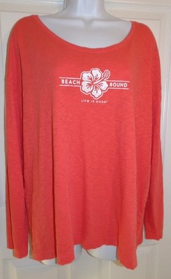 NWOT Orange LIFE IS GOOD Long Sleeve ''Beach Bound'' Oversize Tee - XL