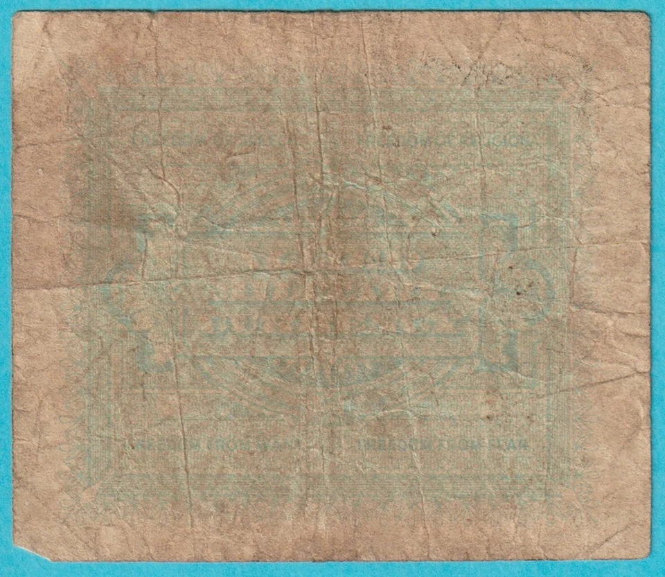 WWII Allied Military Currency- Italy- 10 Lire Note- 1943 - P-M10b - Image 2 of 2