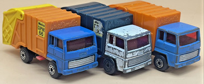 Matchbox Superfast No 38 Refuse Trucks x3 1979 Lesney Diecast Restposten