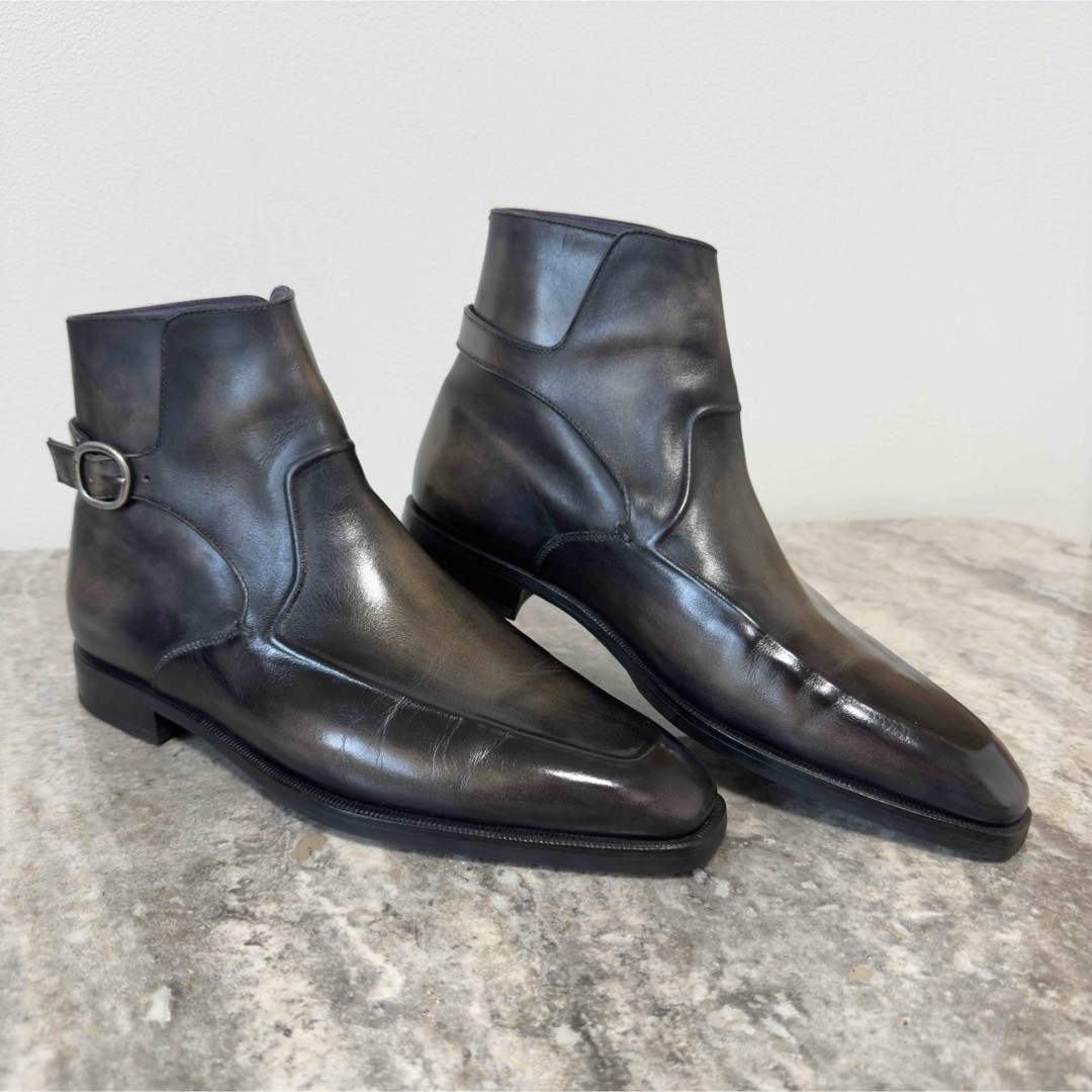 Auth Berluti Men's Esprit Short Boots Shoes Size 7 Black Gray Leather Logo image 10