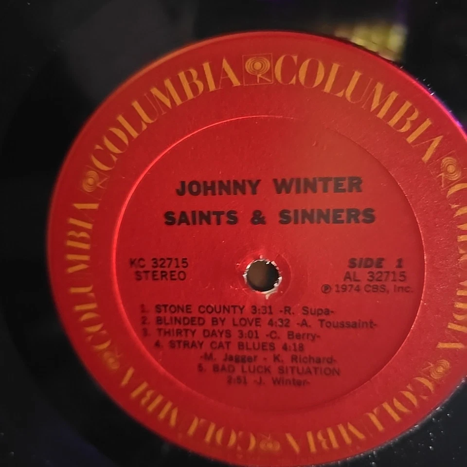 Johnny Winter–Saints & Sinners–1974 Columbia–KC 32959 Vinyl Record LP Foto 4 de 4