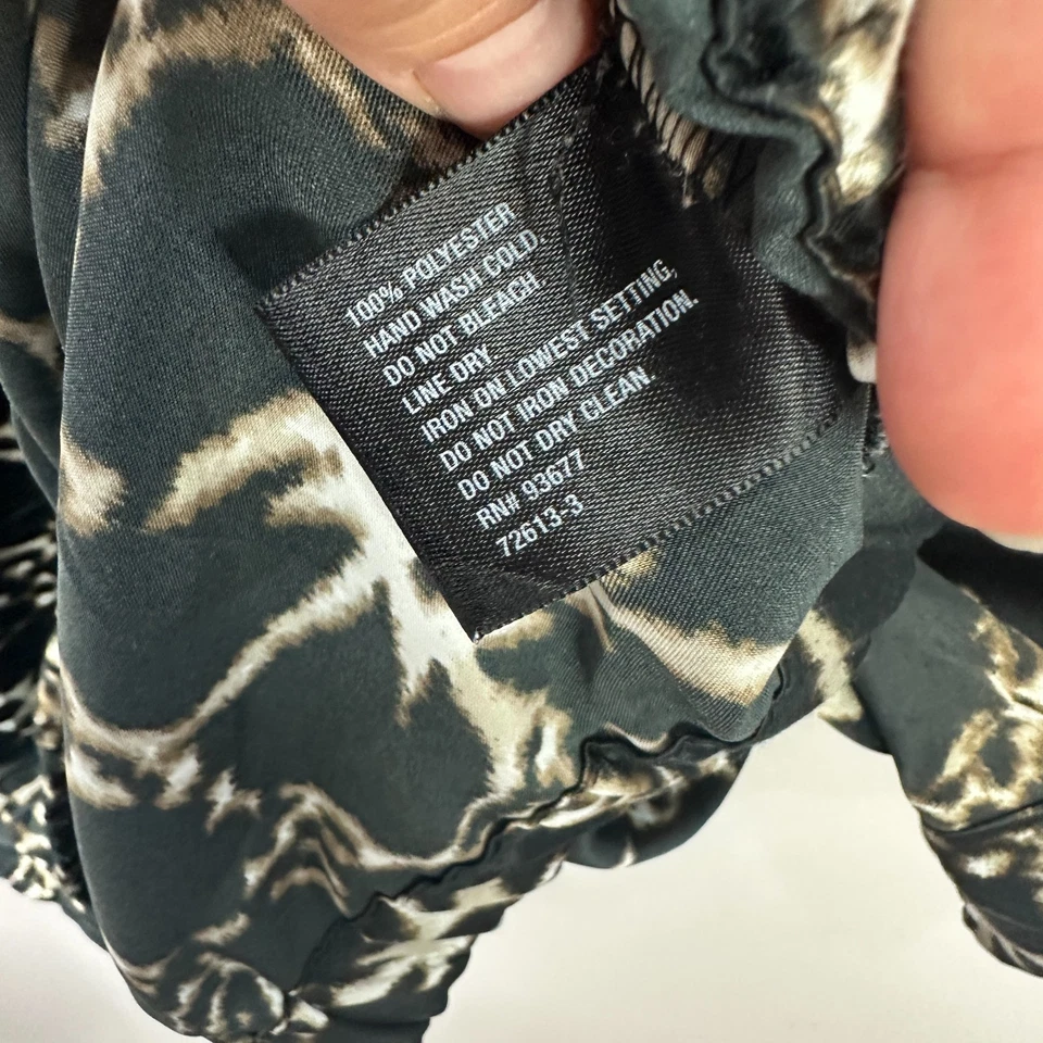 Blusa East 5th Mujer XL Verde Negra Estampado Animal Embellecida Cuello Y2K Preppy Foto 4 de 4