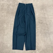 Vintage 50s Green Pleated Front Wool Pants Slacks 24x27 Rockabilly Trousers