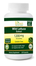 Biotech Nutritions Wild Lettuce Extract 1200 mg Serving 120 Vegetable Capsules