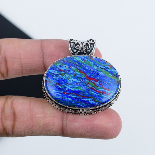 Arcobaleno Calsilica Gemma Fatto a Mano 925 Pendente Argento Sterling Per Amore - Foto 2 di 4
