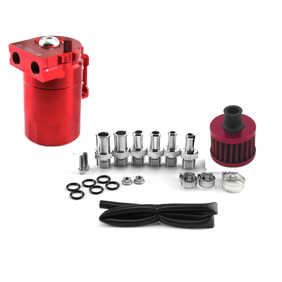 Universal Aluminum Red Baffled Oil Catch Can Tank Reservoir - Foto 9