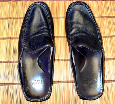 Hugo Boss Herren Schuhe schwarz Leder hinten offen Größe 39 US