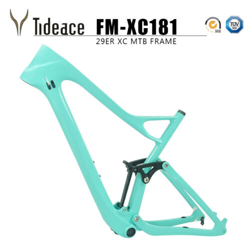 Telaio mountain bike sospensione completa carbonio verde camaleonte T800 BB92 OEM - Foto 4 di 11