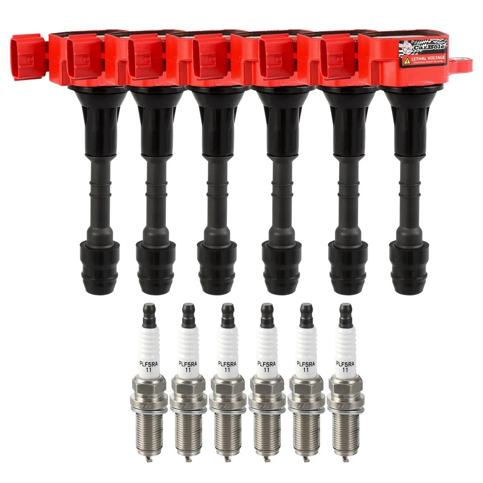 Set Of 6 Ignition Coil & Platinum Spark Plug For 2005-2011 Nissan Xterra Front — 第 4/4 张图片