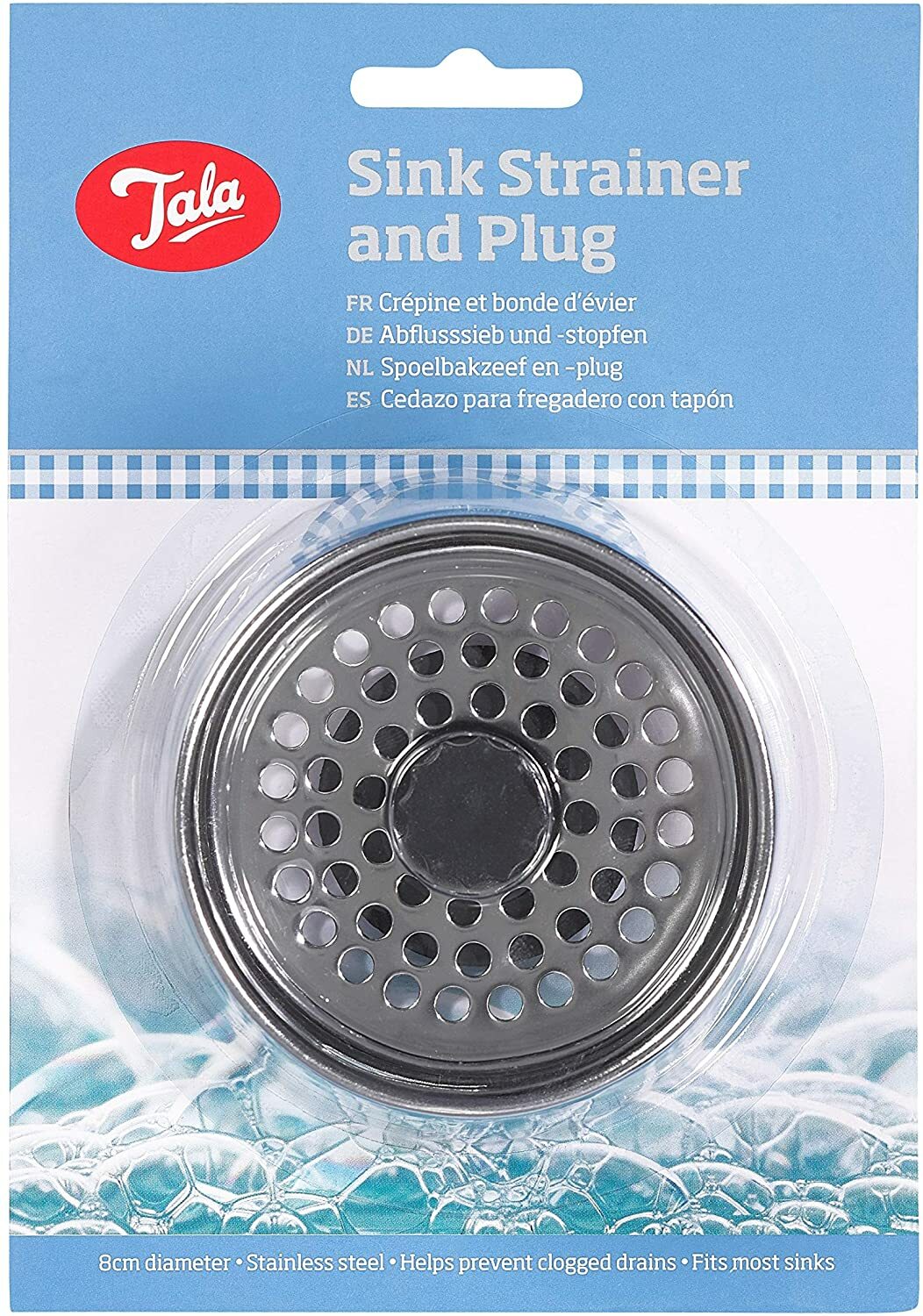 Tala Stainless Steel Kitchen Bath Shower Sink Drain Strainer & Plug Stopper