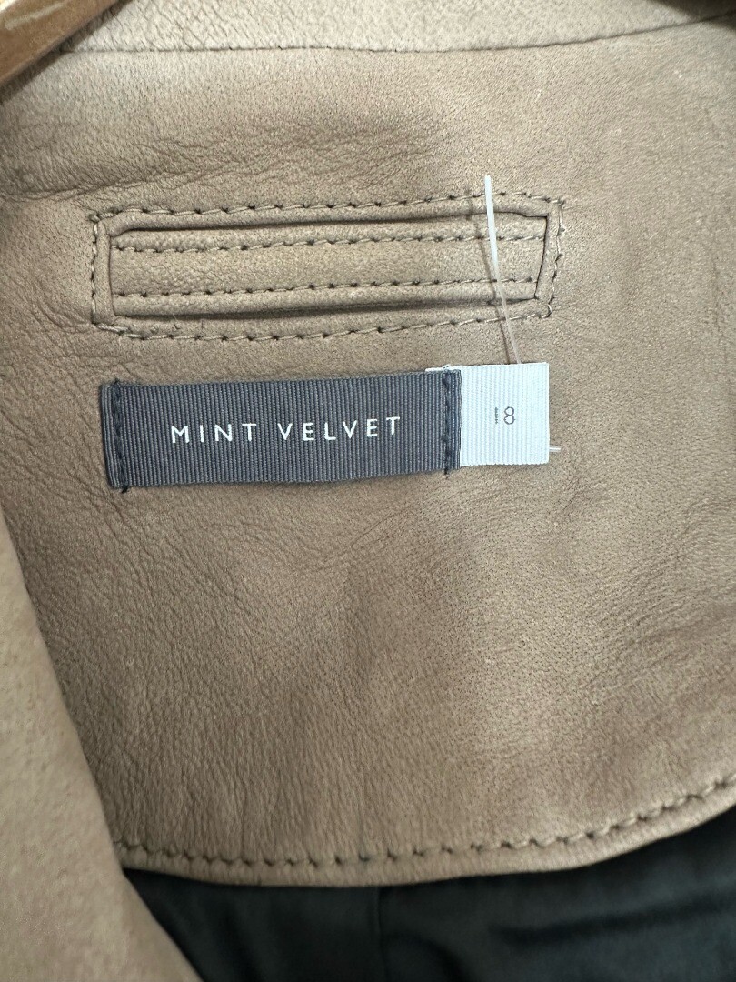 Ladies MINT VELVET Brown Leather Jacket Size 18 CG U04 eBay